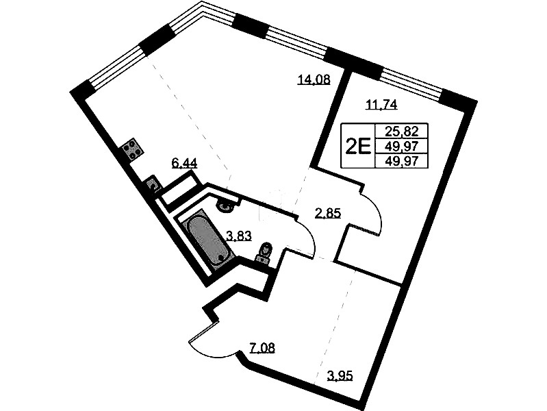 1-комнатная квартира 49.97 м², 3/9 эт., ЖК «Квартал Лаголово»
